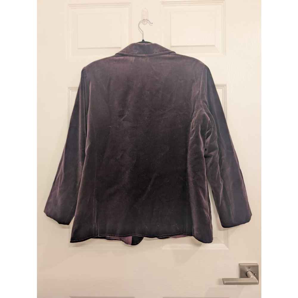Vintage Purple Velvet Blazer 2-Button Patch Pocket Suit Jacket Dark Academia 16 - Picture 8 of 10